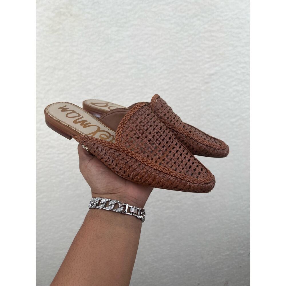 Sam Edelman Brown Woven Leather Mule Slides